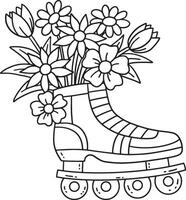 Inline Skates with Sprouting Flowers Isolated vector