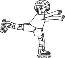 Inline Skater Lifting One Foot Behind Isolated vector