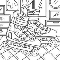 Inline Skates for Boy Coloring Page for Kids vector