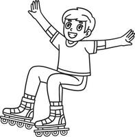 Inline Skater Jumping Off the Ground Isolated vector