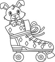 Roller Skate with a Bunny Peaking Out Isolated vector