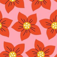 A pattern with red flowers on a pink background vector