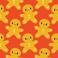 Gingerbread pattern on orange background vector