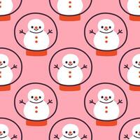 Snowman in snowglobe Christmas seamless pattern design for wallpaper, fabric, notebook, greeting card, wrapping paper vector