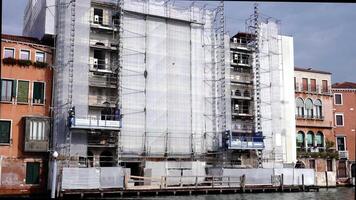 View on scaffolding used for restoration of ancient building video