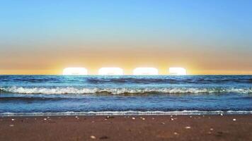 Year number twenty-one rises from behind horizon above sea video