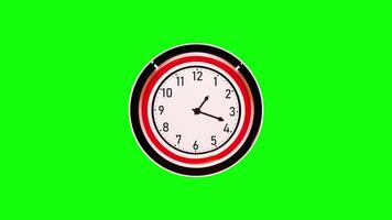 Clock with rotating hands on green chromakey background video