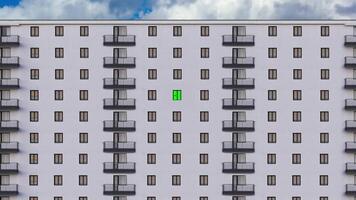Motion to multi-storey building with chromakey window video