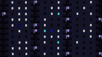 Bright lights blink in windows of multi-storey building video