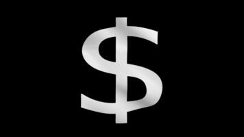 White Dollar sign on black background changing to chromakey video
