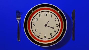 Round plate clock hands with colored outline move fast video