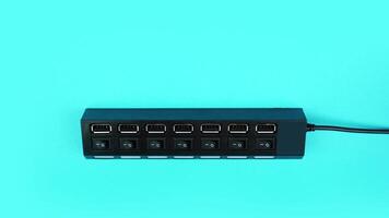 Black universal serial bus extension cord with wire video
