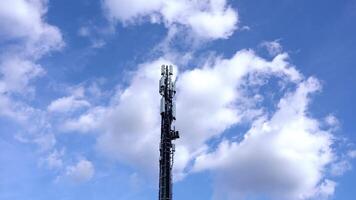 Tower with antennas transmits internet and radio signals video