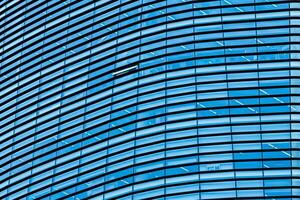 A blue building with many windows photo