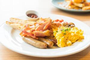 A plate of food on a table photo