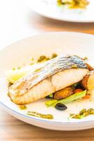 A plate of food on a table photo