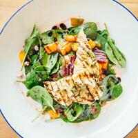 A plate of food on a table photo