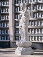 A statue of a buddha in front of a wall of buddha statues photo