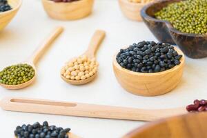 A table with many different types of beans photo