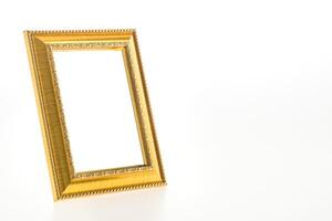Gold frame on white background 3d render photo