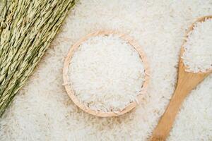 Rice and bamboo on white background photo