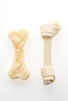 Two pieces of dog bone on a white background photo