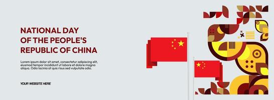 This sleek geometric banner design is perfect for the National Day of the People's Republic of China. Ideal for event promotions, festival advertisements, and online banners. vector