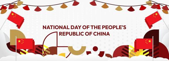 Celebrate the National Day of the People's Republic of China with this vibrant and festive design. Use it for invitations, web banners, event promotions, and social media posts. vector