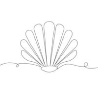 Continuous abstract one line drawing of sea shell icon. Scallop illustration, line art vector