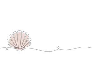Continuous abstract one line drawing of sea shell icon. Scallop line art vector