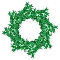 Christmas Holiday Wreath of Pine and Fir Branches Isolated on White Background vector