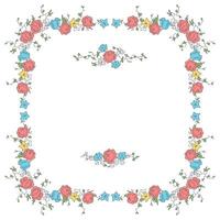 Cute Farmhouse Floral Design Elements Frame Background on White vector