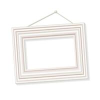 Elegant Square White Picture Frame on Wall. Illustration Isolated on White Background vector