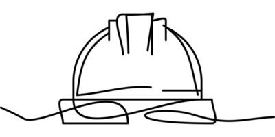 continuous line drawing of construction helmet symbol. abstract line art illustration symbolizing protection vector