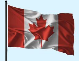 Canada Flag Wind Waving With Pole photo