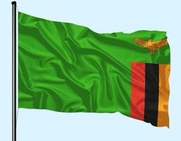 Zambia Flag Wind Waving With Pole photo