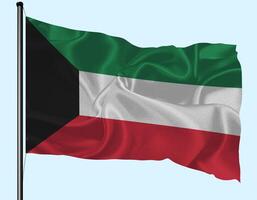 Kuwait Flag Wind Waving With Pole photo