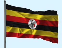 Uganda Flag Wind Waving With Pole photo