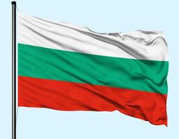Bulgaria Flag Wind Waving With Pole photo