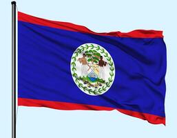 Belize Flag Wind Waving With Pole photo