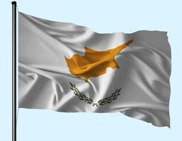 Cyprus Flag Wind Waving With Pole photo