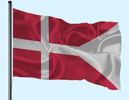 Denmark Flag Wind Waving With Pole photo