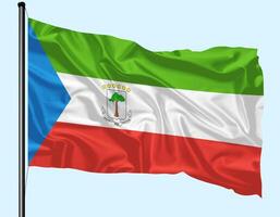 Equatorial Guinea Flag Wind Waving With Pole photo
