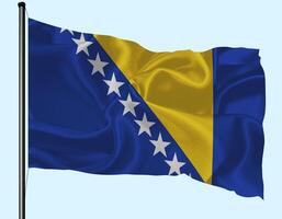 Bosnia and Herzegovina Flag Wind Waving With Pole photo
