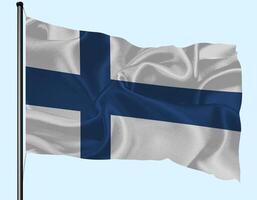 Finland Flag Wind Waving With Pole photo