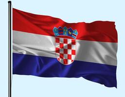 Croatia Flag Wind Waving With Pole photo
