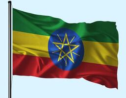 Ethiopia Flag Wind Waving With Pole photo