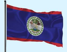 Belize Flag Wind Waving With Pole photo