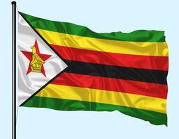 Zimbabwe Flag Wind Waving With Pole photo