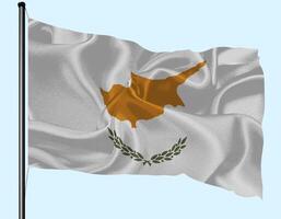 Cyprus Flag Wind Waving With Pole photo